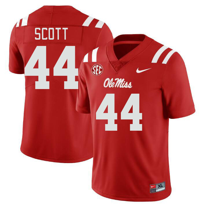 Ole Miss Rebels #44 Ali Scott College Football Jerseyes Stitched Sale-Red